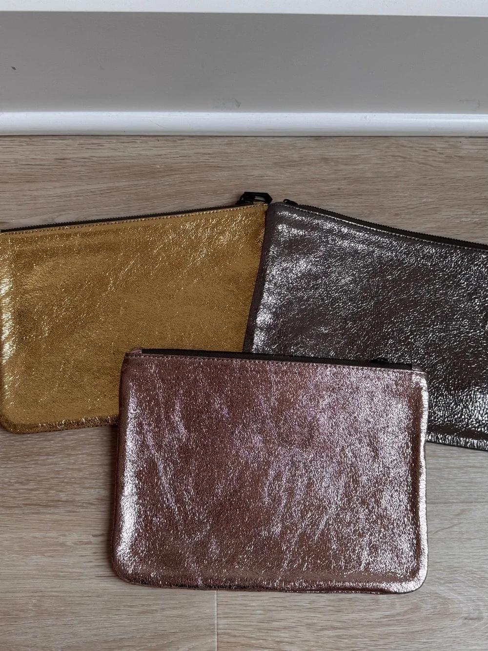Marc Jacobs Metallic Trio Zip Pouches - Gold, Rose Gold, Bronze